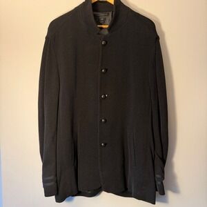 John Varvatos USA Luxe Mens XL Black Military Knit Button Cardigan Jacket